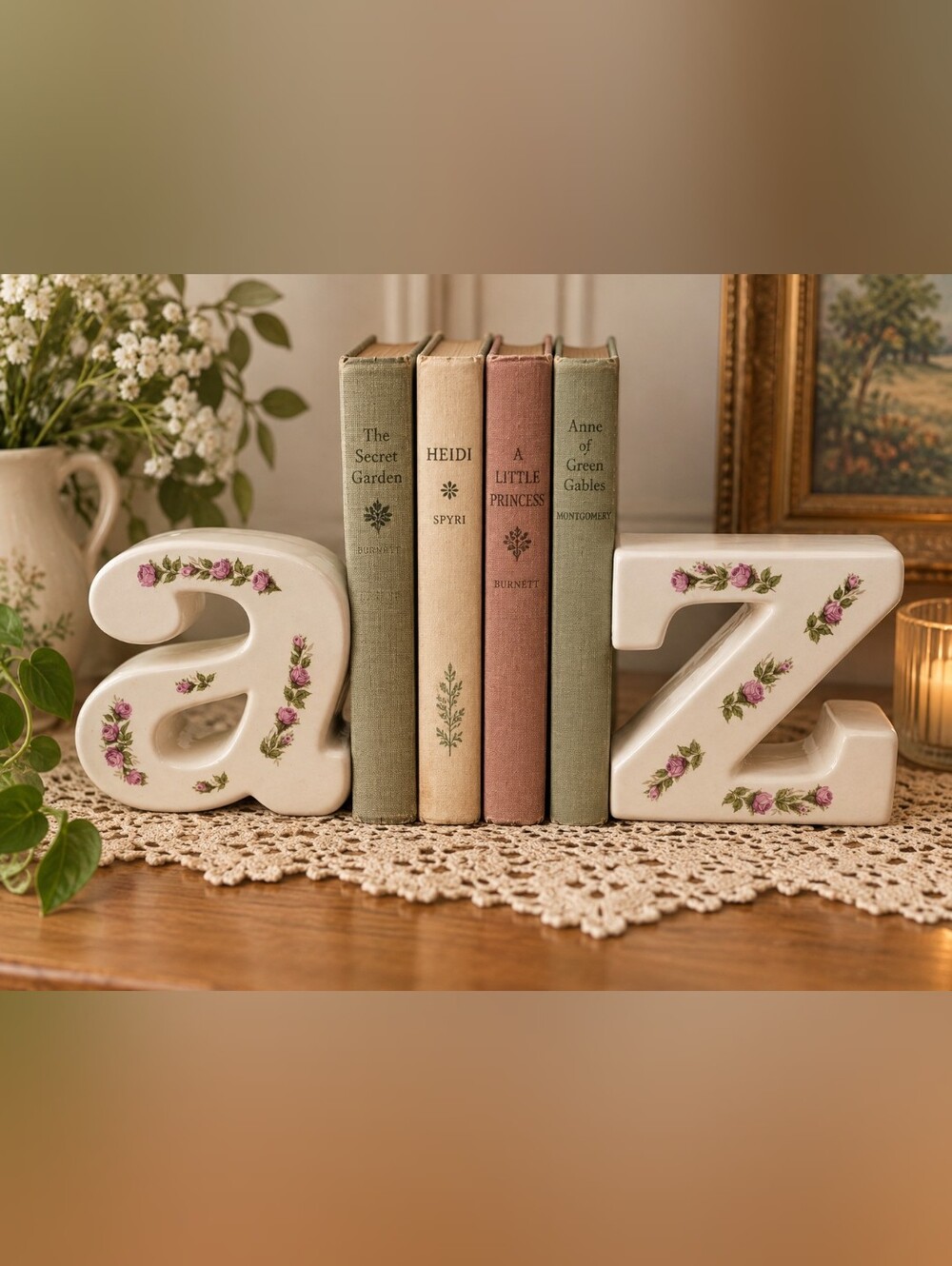 Classic Linen Decorative Books - Green, Cream, Rose - Unbranded
